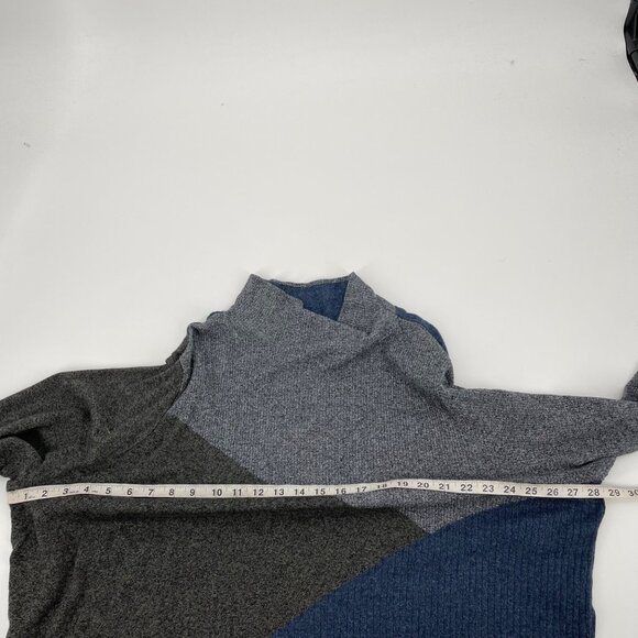 Nic + Zoe Gray Blue Mockneck Ribbed Colorblock Sweater Dress Womens Plus Size 2X - Picture 6 of 7
